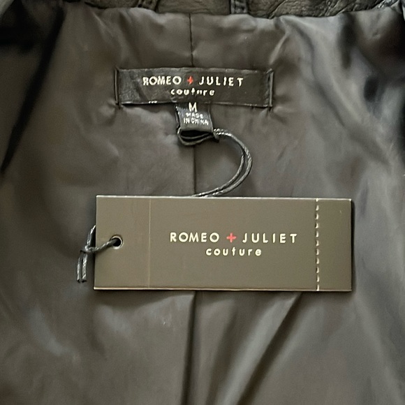 Romeo + Juliet Couture Black Faux Leather Jacket Size Medium NWT - Picture 8 of 17